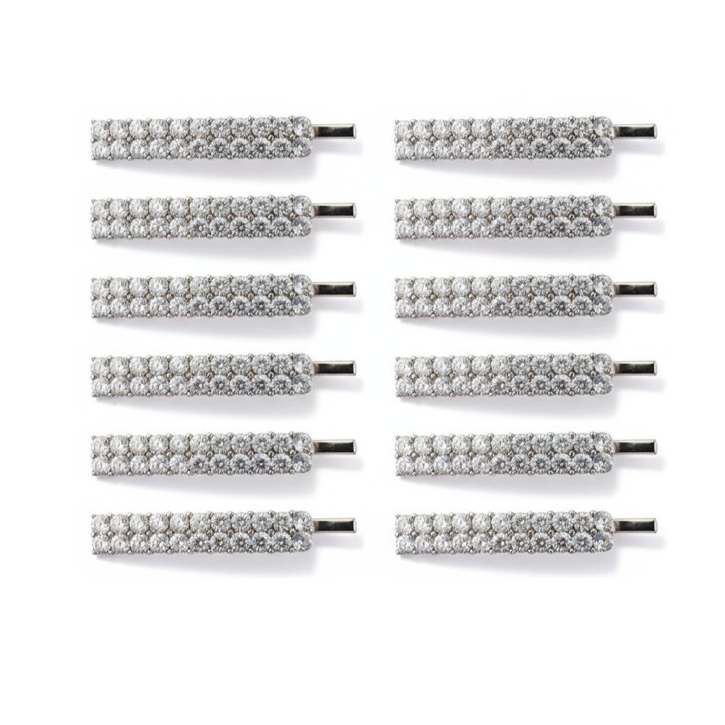 12 Pcs, Rhinestone Crystal Diamond Silver Metal Bobby Pins, Hair Clips, Hair Pins.