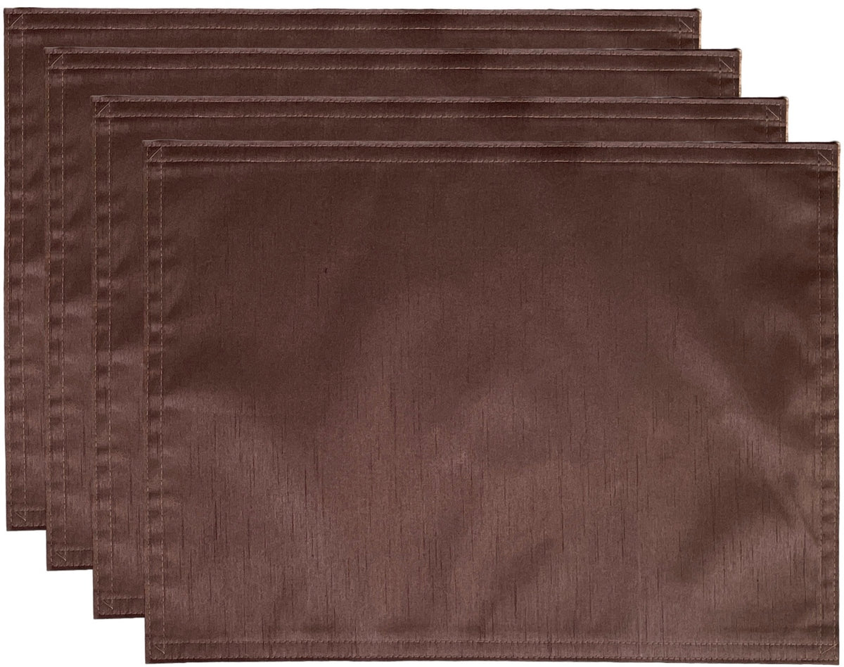 Set of 4, Solid 100% Faux Silk Reversible Placemats for Kitchen Dining Table Mats, Easy to Clean, Machine Washable. Size: 13" x 19".