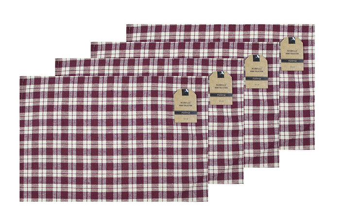 100% Cotton 100% Cotton Gingham Check / Farmhouse Plaid Tapestry Placemats for Kitchen Dining Table Mats, Easy to Clean, Machine Washable. Size: 13" x 19".