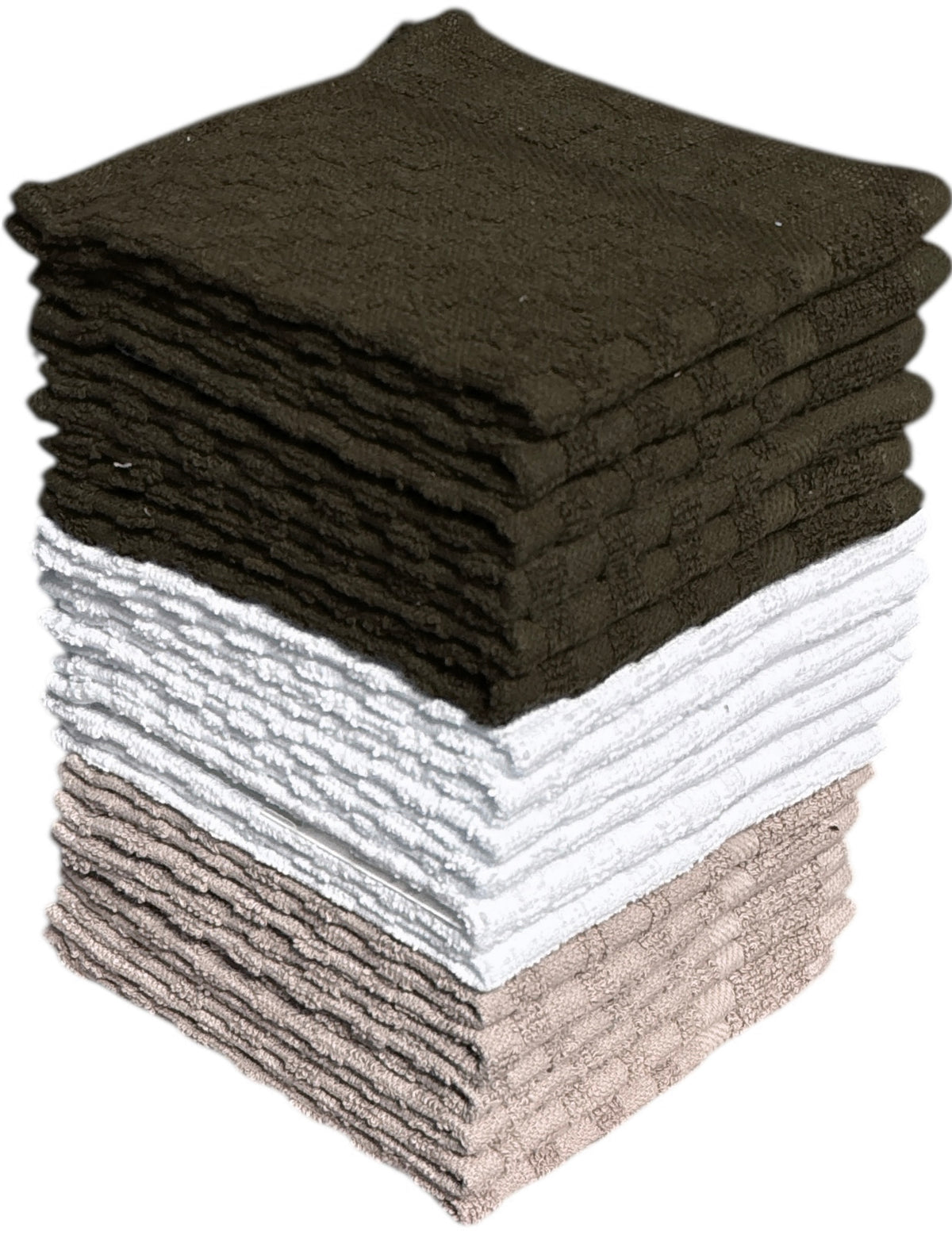 Washcloths Set of 18 - Checkered Design Wash Cloth Designed to exfoliate Your Hands, Body or face - Extra Absorbent 100% Cotton Size 12" X 12".