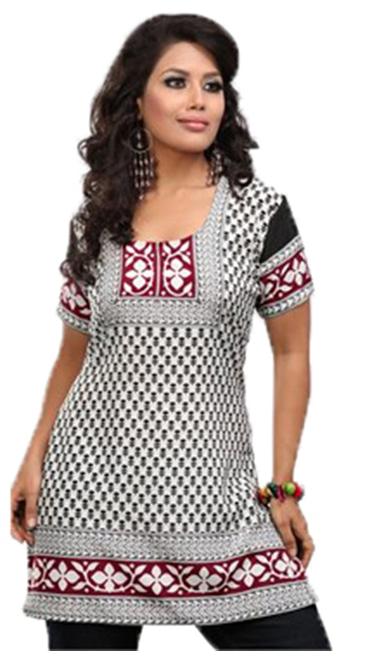 Tunic for Women Printed Crape Kurti V-Neck or Round Neck Short Sleeves Tunic Top Blouse. Mixed