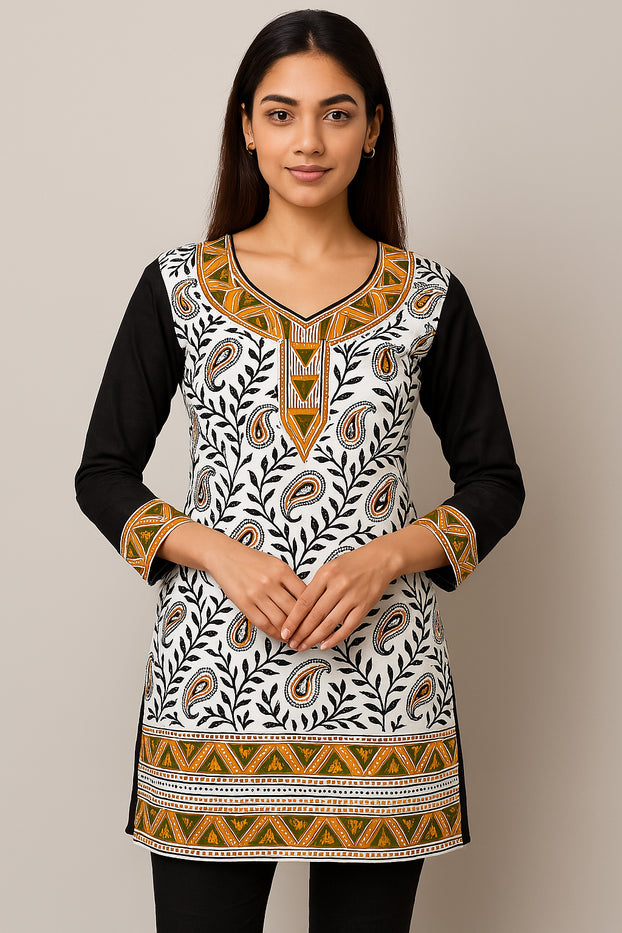 Tunic for Women 100% Cotton Printed tops 3/4 Sleeves Kurti – 1919