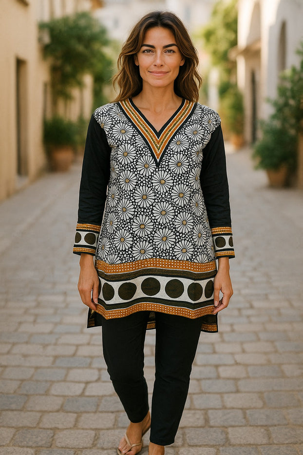 Tunic for Women 100% Cotton Printed tops 3/4 Sleeves Kurti – 1921