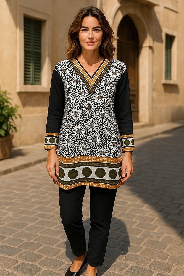Tunic for Women 100% Cotton Printed tops 3/4 Sleeves Kurti – 1921