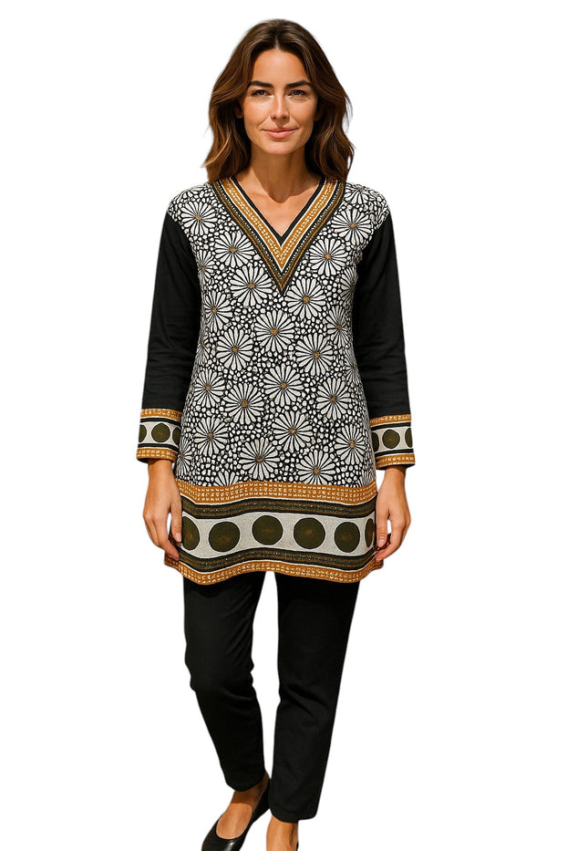 Tunic for Women 100% Cotton Printed tops 3/4 Sleeves Kurti – 1921