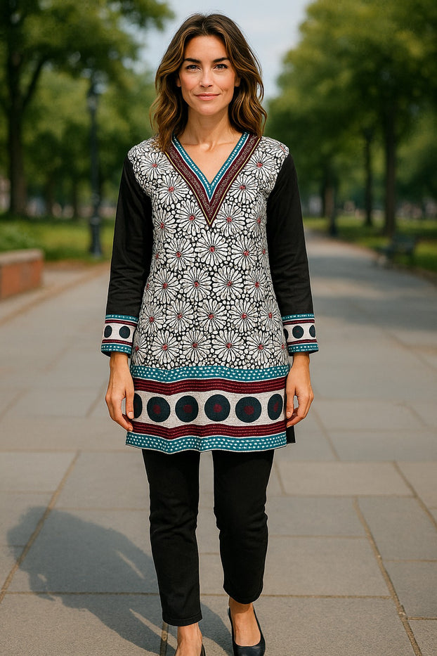 Tunic for Women 100% Cotton Printed tops 3/4 Sleeves Kurti – 1921