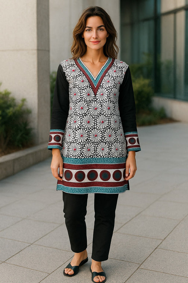 Tunic for Women 100% Cotton Printed tops 3/4 Sleeves Kurti – 1921