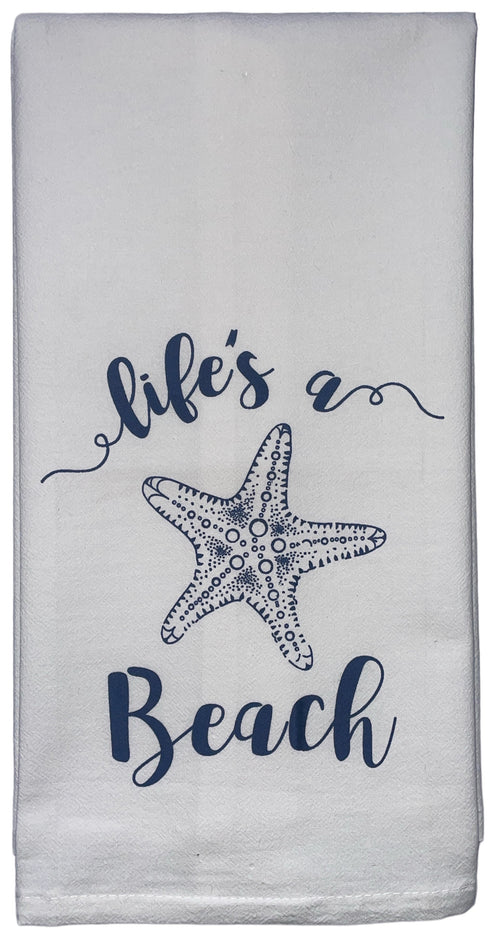 Set of 5, 100% Cotton Nautical Coastal Design Funny Cute Saying Flour Sack Kitchen Towels / Dish Towels for Wedding, Baby Shower, Home Decor, Housewarming, Other Occasions Size: 16 X 28 Inch.