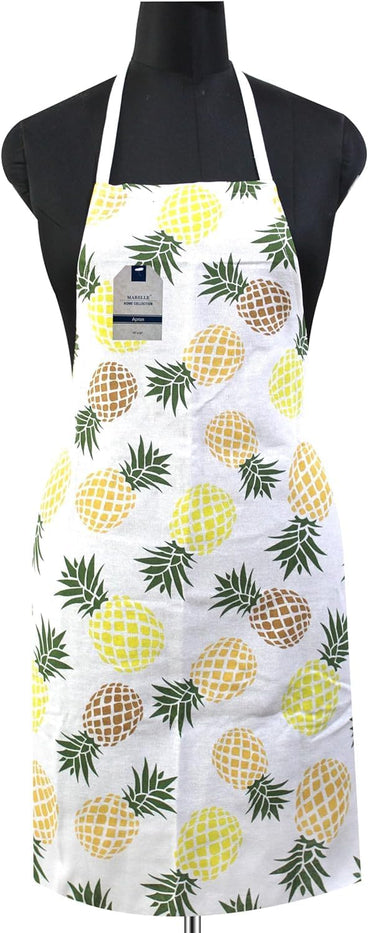 Set of 5, 100% Cotton Pineapple Theme 4 pom-pom Kitchen Towels Size: 16 x 28 Inch Plus Matching Apron Size: 19 x 30 Inch for Wedding, Baby Shower, Home Décor.