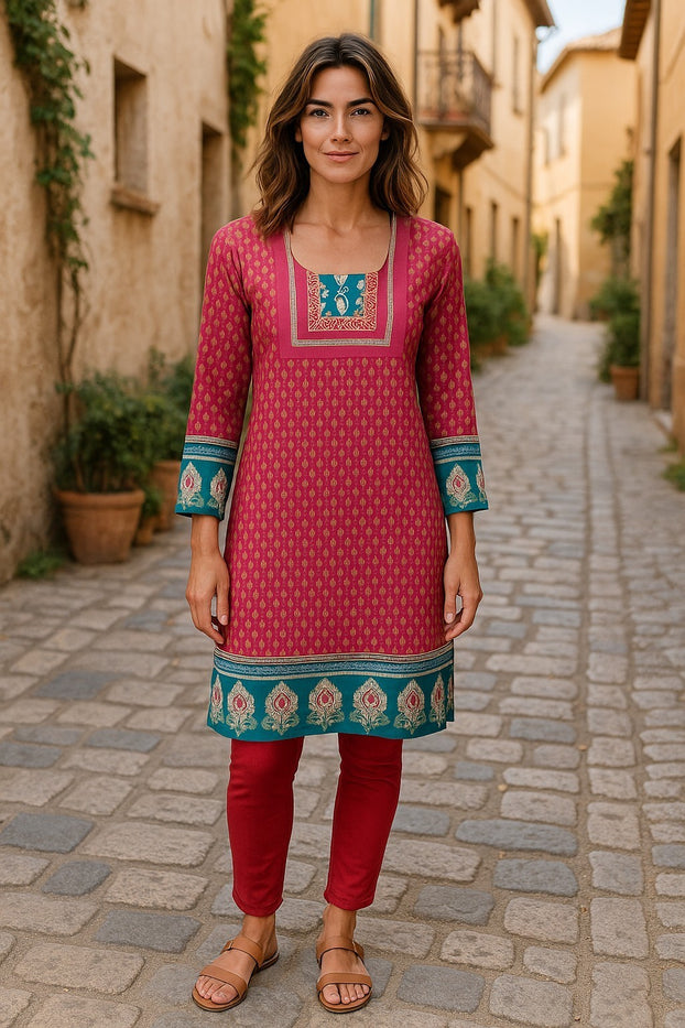 Tunic for Women 100% Cotton Short Kurti Long Sleeves Tunic tops – Cotton