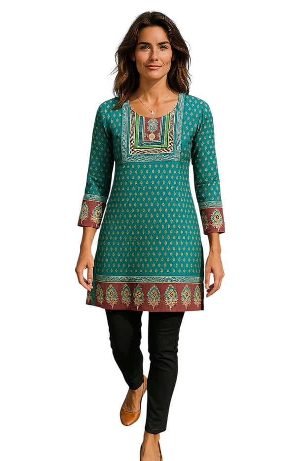Tunic for Women 100% Cotton Short Kurti Long Sleeves Tunic tops – Cotton