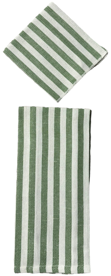 Set of 8, 100% Cotton 4 Ultra Absorbent Kitchen Towels with Blue Herringbone Waffle Stripes with Hanging Loops Size: 15 x 25 inch and 4 Dishcloths for Drying & Wiping Dishes Size: 12 x 12 Inch.