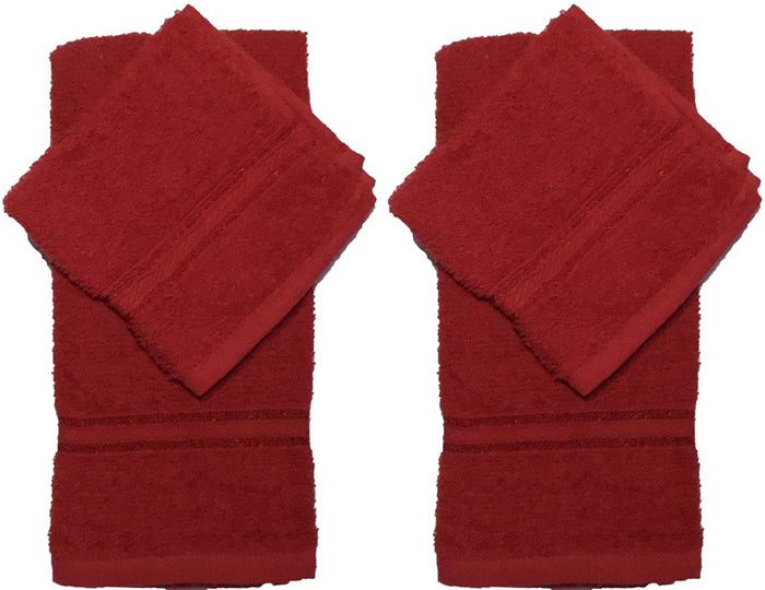 Set of 4, 100% Ring Spun Cotton Kitchen Towel 2 Hand Towel Size: 16" x 25", 2 Washcloths Size:12" x 12". Highly Absorbent, Maximum Softness and Machine Washable.