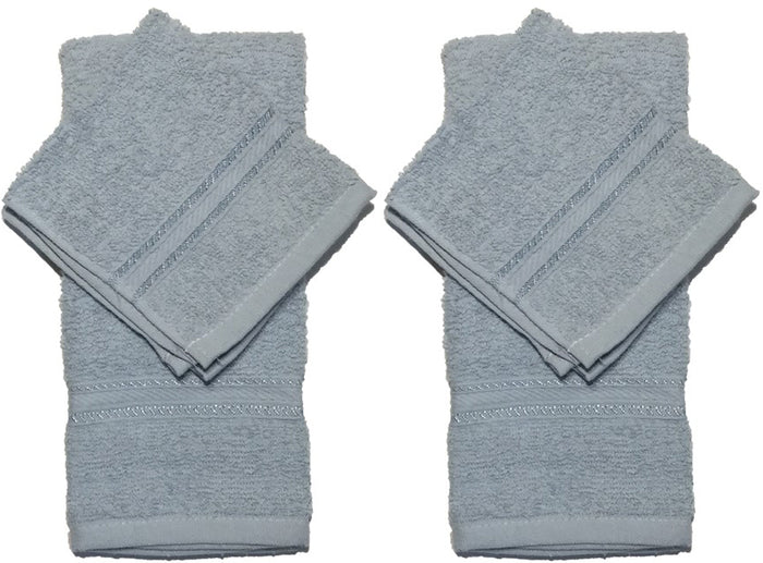 Set of 4, 100% Ring Spun Cotton Kitchen Towel 2 Hand Towel Size: 16" x 25", 2 Washcloths Size:12" x 12". Highly Absorbent, Maximum Softness and Machine Washable.