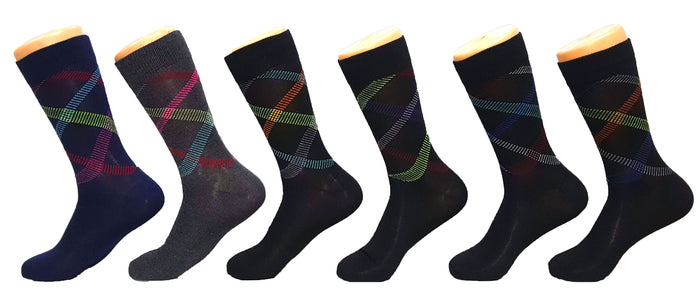 Men’s Colorful Casual Crew Dress Socks 12 Pack, Argyle, Striped, Solid Socks Size 10–13.