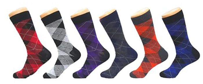 Men’s Colorful Casual Crew Dress Socks 12 Pack, Argyle, Striped, Solid Socks Size 10–13.