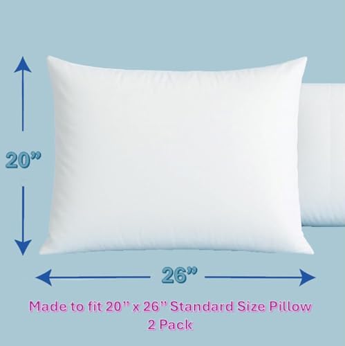 Set of 2: Polypropylene Pillow Protector with Zipper Pillow Encasement, Breathable, Waterproof, Proven to Protect Against Allergies and dust Mites,
