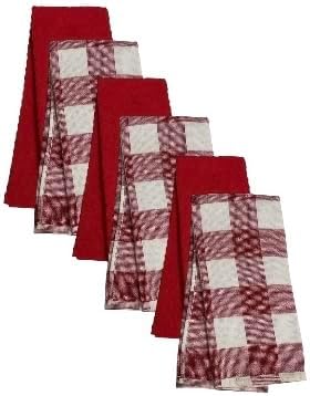 Farmhouse Kitchen towels/Hand Towels, 6 Pack Large 100% Ring-Spun Cotton with Hanging Loop, 430 GSM Soft & Ultra Absorbent, Machine Washable 16 x 28 inches.