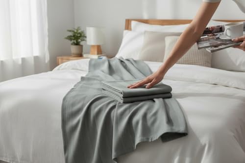 Herringbone Cotton Thermal Blanket All Season,&nbsp;Breathable, Soft, Cozy, 350GSM, 76 x 90 inches.