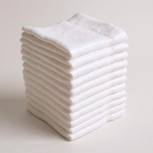 Washcloths, White Cotton Wash Cloths for Body and Facewash Design to exfoliate Your Hands, Soft and Absorbent Machine Washable, 12 x 12 Inch.