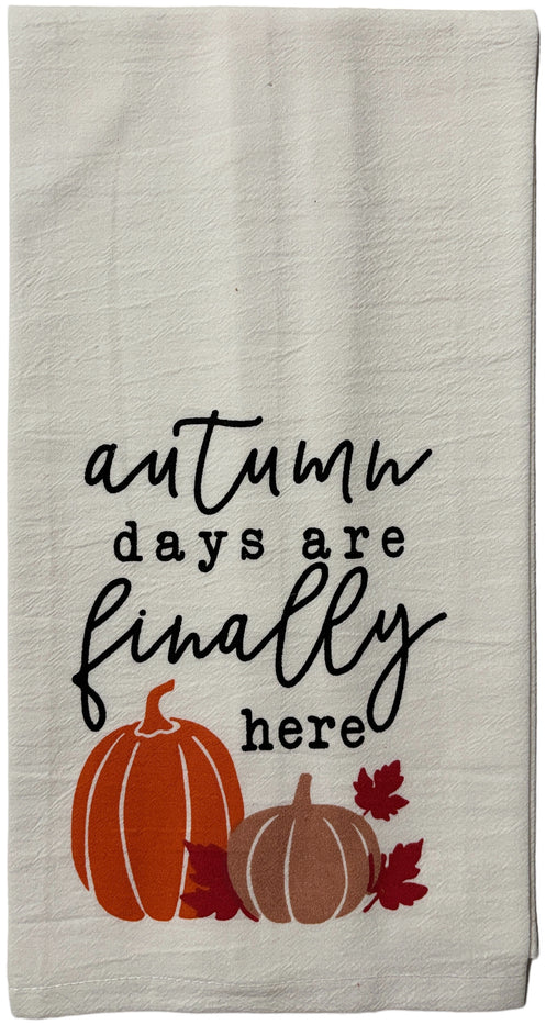 4 Pcs, Hello Pumpkin, Autumn Days are Finally here Design Fall Flour Sack Kitchen Towels with 2 Plaid/Gingham Check Kitchen Towels Size : 15" x 25".