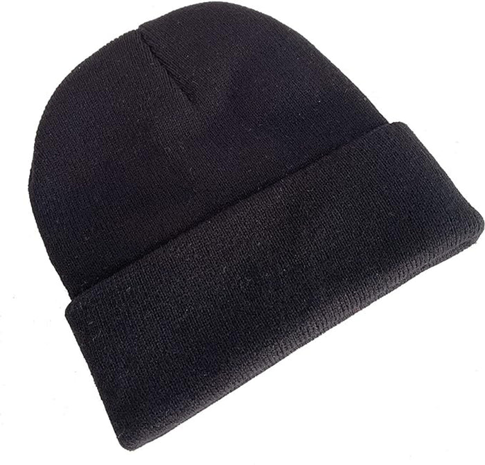 2 Pack, Unisex Cuffed Plain Warm Knit Beanie Hat, Cap, Extra Warm & Comfort - One Size fits Most.