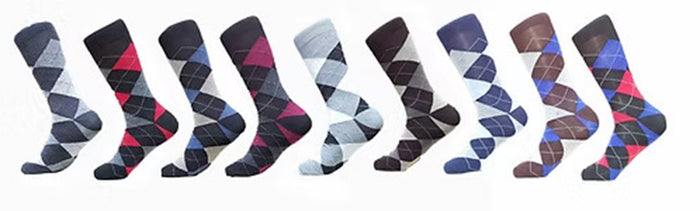 Men’s Colorful Casual Crew Dress Socks 12 Pack, Argyle, Striped, Solid Socks Size 10–13.
