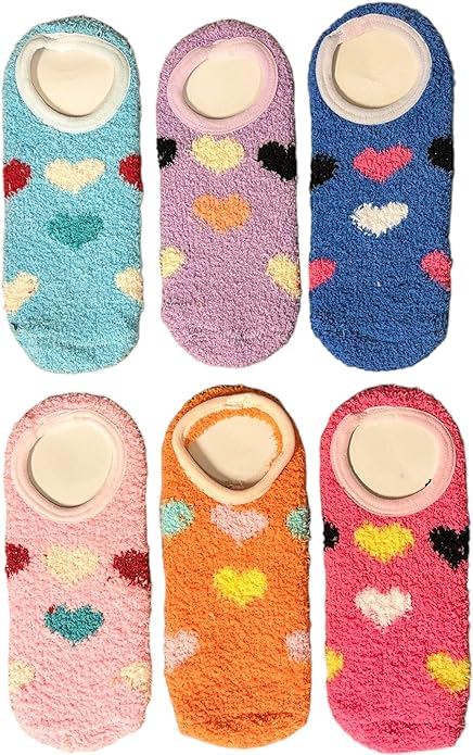 Set of 5, Fuzzy Slipper Warm Indoor Shoes for Women Soft Fuzzy Plush Slippers for Bedroom Bathroom Living Room Floor Slippers