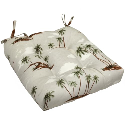Thick Reversible Kitchen Chair Pads for Dining Chair, Set of 4, Soft and Comfortable Seat Cushions with Ties to be Secured to a Chair. (Tropical Tree)
