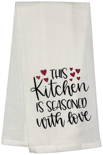 This Kitchen is Seasoned with Love, 2 Pcs Flour Sack Kitchen Towels for Home Decor, and Housewarming 15 X 25 Inches.