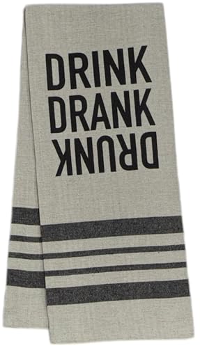 Drink Drank Drunk. 2 Pcs Flour Sack Kitchen Towels for Wedding, Baby Shower, Home Decor, or Housewarming 16 X 28 Inch.