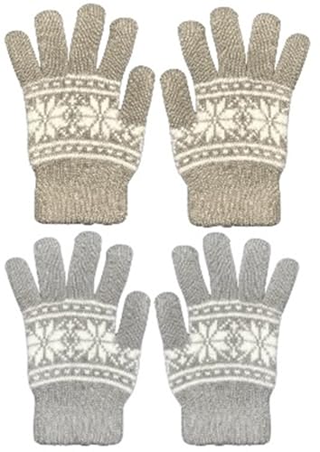 Winter Thermal Knitted Gloves for Women, 2 Pairs, 3.2 TOG Rating, Lining Warm Gloves for Cold Winter, Hand Protection.