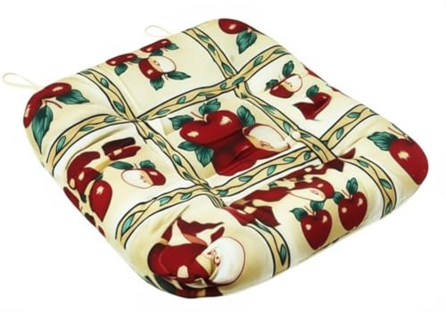 Thick Reversible Kitchen Chair Pads for Dining Chair, Set of 4, Soft and Comfortable Seat Cushions with Ties to be Secured to a Chair. (Apple)
