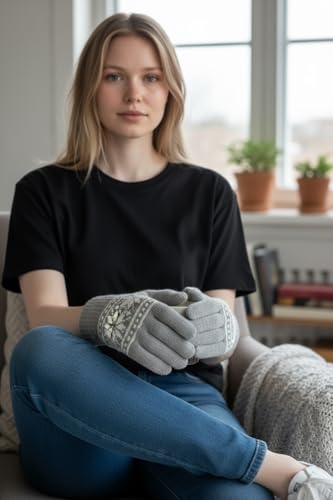 Winter Thermal Knitted Gloves for Women, 2 Pairs, 3.2 TOG Rating, Lining Warm Gloves for Cold Winter, Hand Protection.