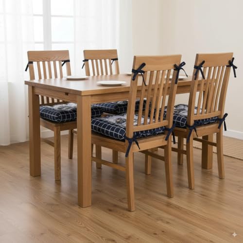 Thick Reversible Kitchen Chair Pads for Dining Chair, Set of 4, Soft and Comfortable Seat Cushions with Ties Size: 14 x 14 x 4 Inches.