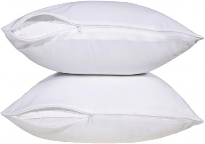 2 Pack, 100% Terry Cotton, Waterproof Zippered Pillow Protectors Pillow Encasement. - Queen: 20" x 30".