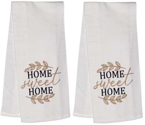 Home Sweet Home. Two Pcs Funny Flour Sack Kitchen Towels Soft and Absorbent Size: 16 X 28 Inches.