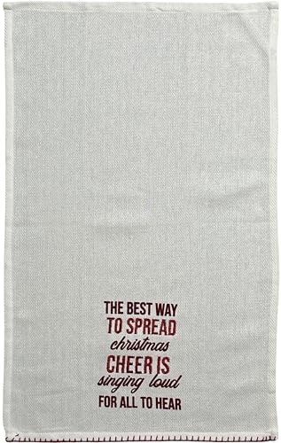 The Best Way to Spread Christmas Singing Loud for All to Hear on White Herringbone and Red Waffle Weave, 4 Pcs Cotton Kitchen Towels, Soft and Absorbent, Size: 16” x 28".