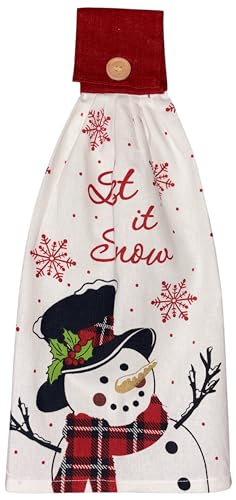 Set of 6, Christmas Tie Kitchen Towels 100% Cotton, Snowman Happy Holiday Wishes, Cardinal, Red Poinsettia Flower, Believe in The Magic of Christmas.Size: 16" x 18" x 3.5". (Design A)