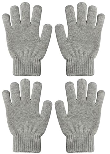 Winter Thermal Knitted Gloves for Women, 2 Pairs, 3.2 TOG Rating, Lining Warm Gloves for Cold Winter, Hand Protection. (Light Grey)