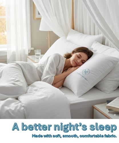 Set of 2: Polypropylene Pillow Protector with Zipper Pillow Encasement, Breathable, Waterproof, Proven to Protect Against Allergies and dust Mites,