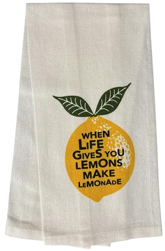 When Life Gives You Lemons Make Lemonade, 2 Pcs Cotton Soft and Absorbent Funny Flour Sack Kitchen Towels Dish Cloths for Home Decor, and Housewarming 15 X 25 Inches.