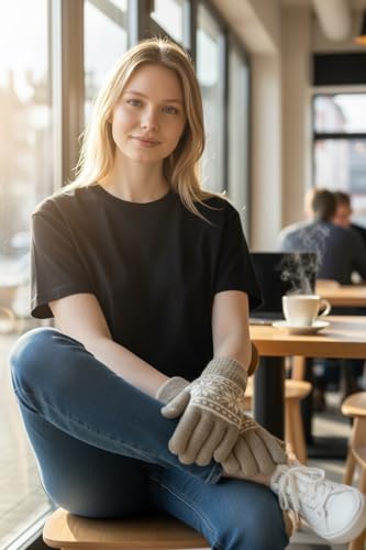 Winter Thermal Knitted Gloves for Women, 2 Pairs, 3.2 TOG Rating, Lining Warm Gloves for Cold Winter, Hand Protection.