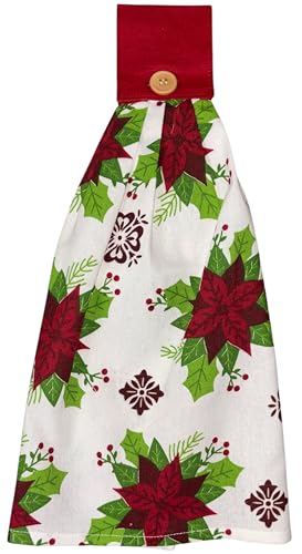 Set of 6, Christmas Tie Kitchen Towels 100% Cotton, Snowman Happy Holiday Wishes, Cardinal, Red Poinsettia Flower, Believe in The Magic of Christmas.Size: 16" x 18" x 3.5". (Design A)