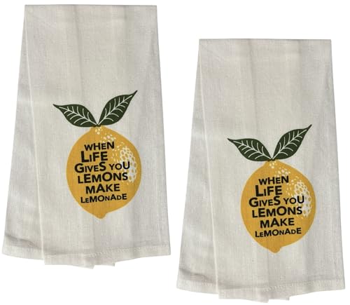 When Life Gives You Lemons Make Lemonade, 2 Pcs Cotton Soft and Absorbent Funny Flour Sack Kitchen Towels Dish Cloths for Home Decor, and Housewarming 15 X 25 Inches.