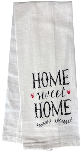 Home Sweet Home, 2 Pcs Cotton Soft and Absorbent Kitchen Towels Dish Cloths, Flour Sack Towels for Wedding, Baby Shower, Home Decor, Housewarming 16 X 28 Inch.