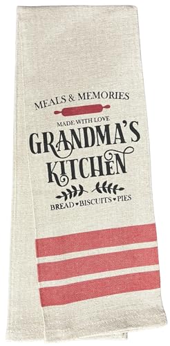 Set of 2, Meals & Memories Made with Love Grandma's Kitchen Bread Biscuits Pies Farmhouse Tea Towel for Wedding, Baby Shower, Home Decor, Housewarming 16 X 28 Inch.