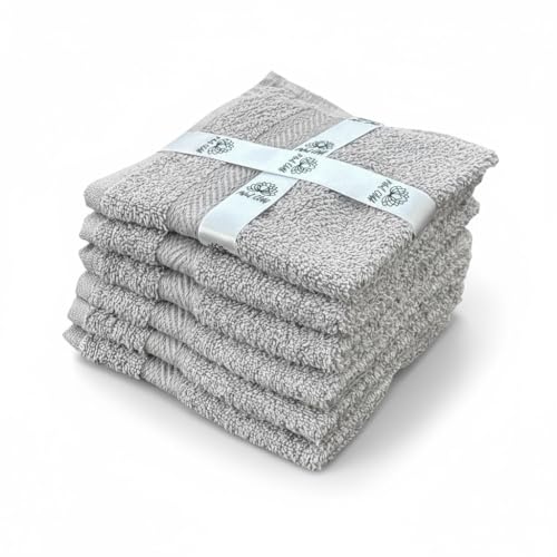 Super Soft 570 GSM Luxury Cotton Face Towel/Washcloths Set of 6, 100% Cotton Zero Twist Ring-Spun Heavyweight, Super Absorbent Wash Cloths – Designed for Exfoliation, Comfort, and Durability.