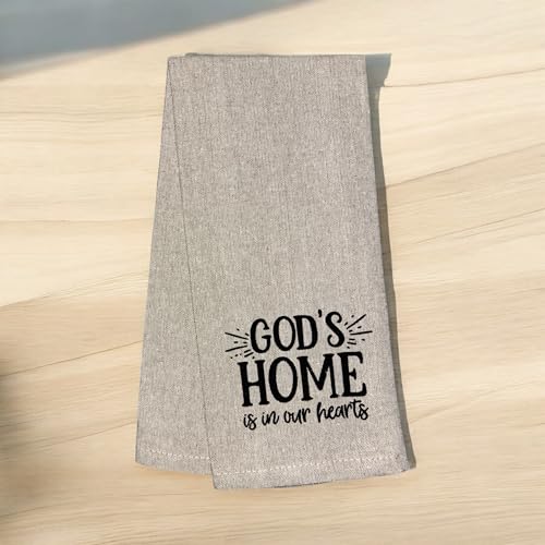 God's Home is in Our Hearts, 2 Pcs Flour Sack Kitchen Towels for Home Decor, and Housewarming 15 X 25 Inches.