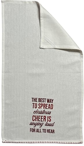 The Best Way to Spread Christmas Singing Loud for All to Hear on White Herringbone and Red Waffle Weave, 4 Pcs Cotton Kitchen Towels, Soft and Absorbent, Size: 16” x 28".